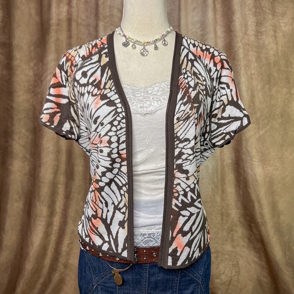Y2K Nic+Zoe Butterfly Cardigan Sweater Open Front Short Sleeve Cottage Boho - Picture 5 of 10
